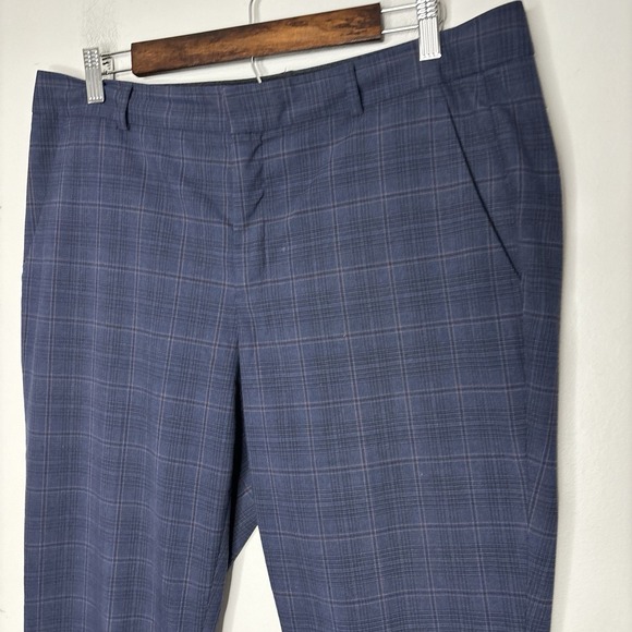 Banana Republic Ryan Women's 12 Plaid Slim Straight Leg Pants Trousers Blue - Picture 1 of 4